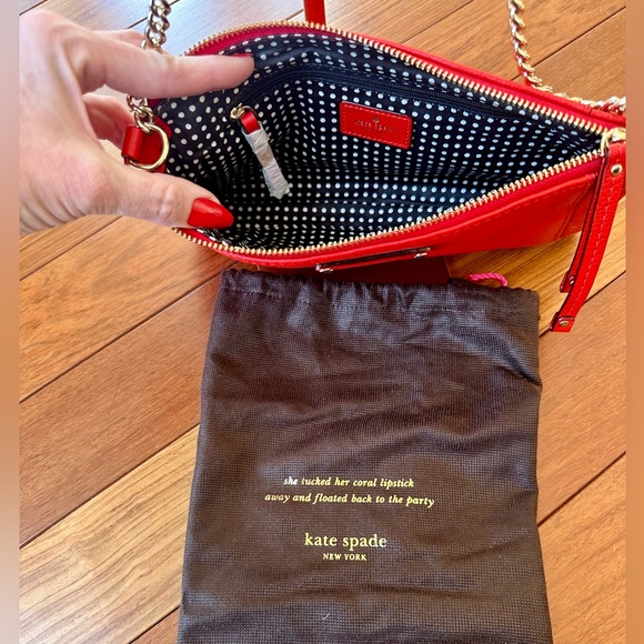 Kate Spade Berkshire Road Adela Leather Small Shoulder Bag in Poppy Red with COA - Picture 8 of 14